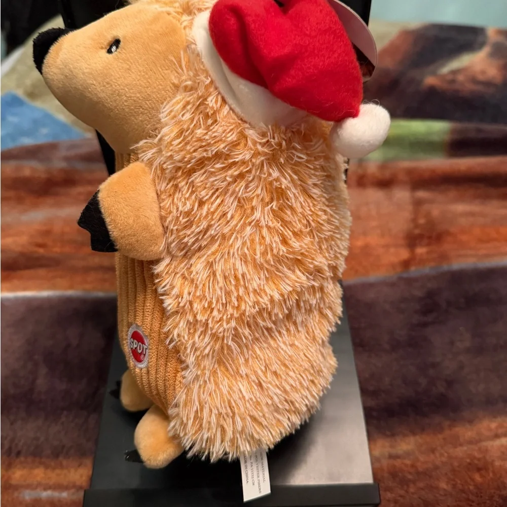 Spot - Tan‎ Santa Hedgehog Squeaky Dog Toy - New